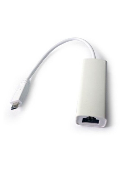 Adaptador conversor Micro USB a Ethernet 10/100mb / RJ45 blanco  nic-mu2-01